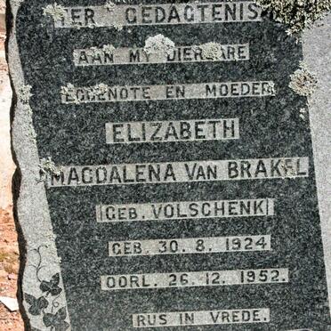 BRAKEL Elizabeth Magdalena, van neé VOLSCHENK 1924-1952