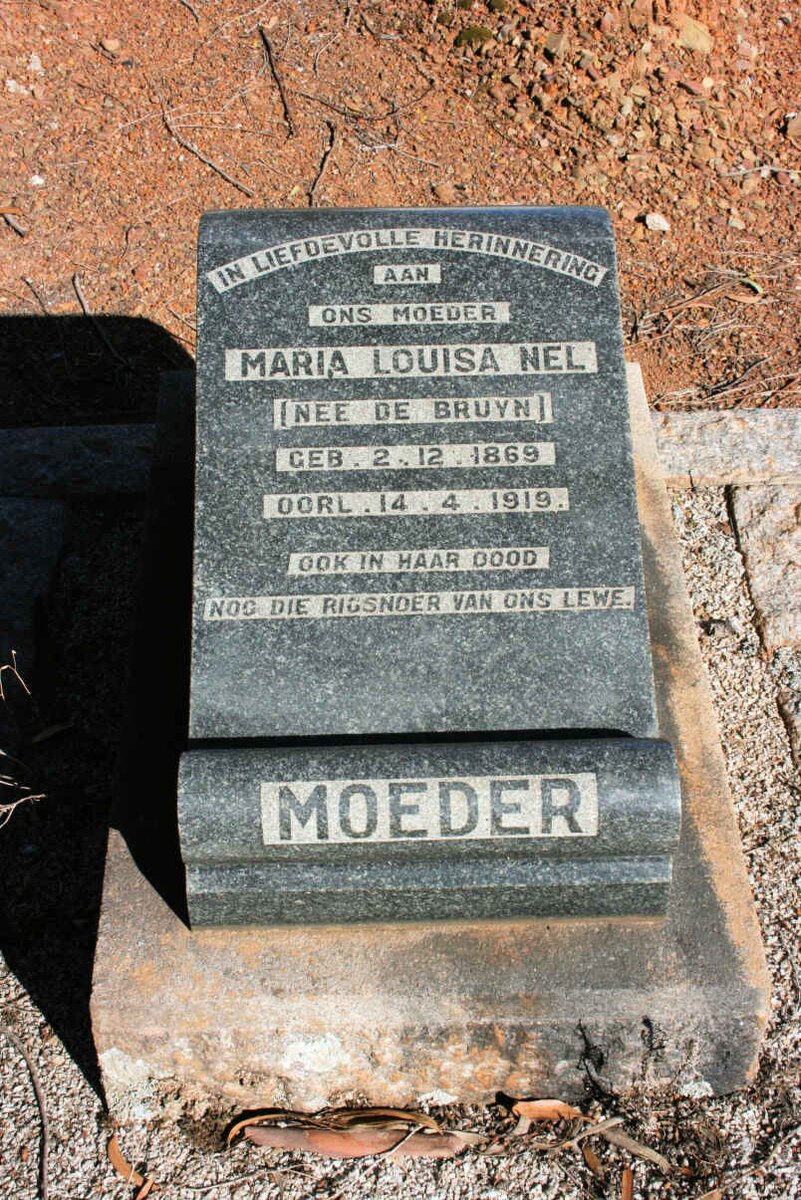 NEL Maria Louisa neé DE BRUYN 1869-1919