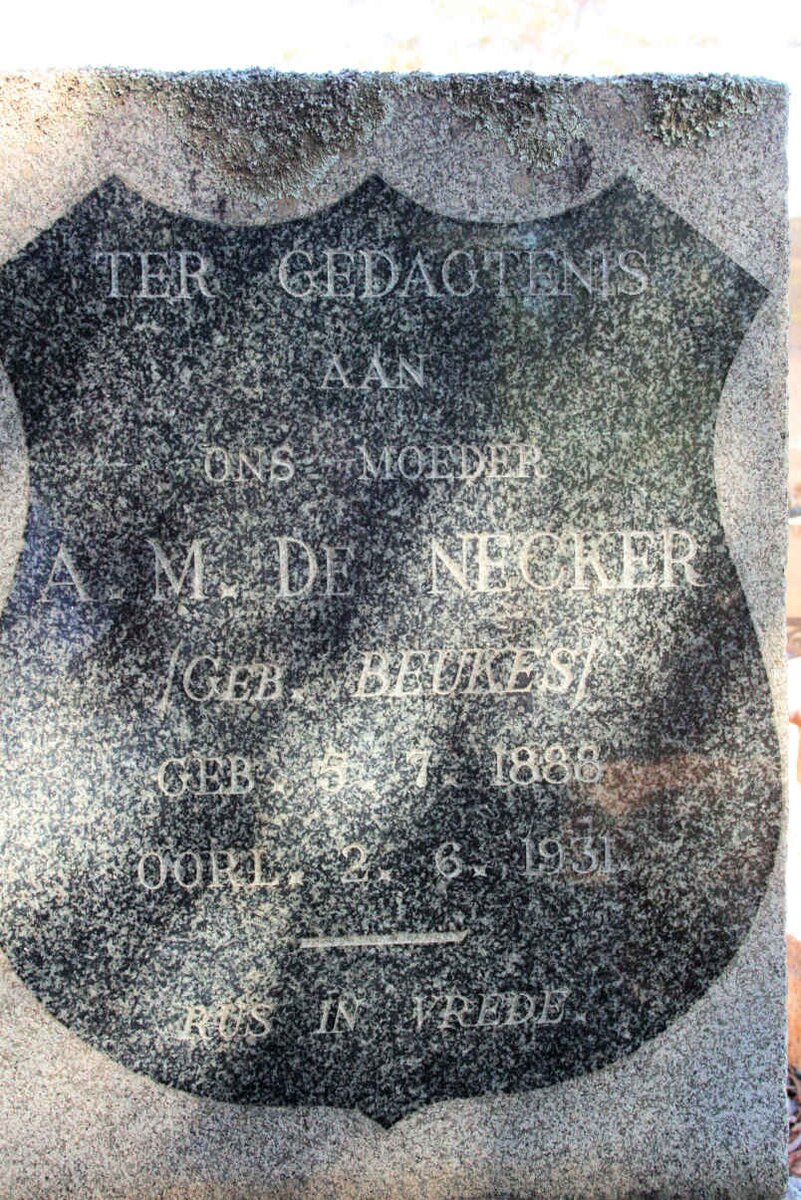 NECKER A.M., de neé BEUKES 1888-1931