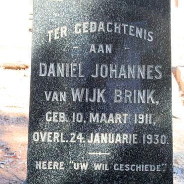BRINK Daniel Johannes Van Wijk 1911-1930