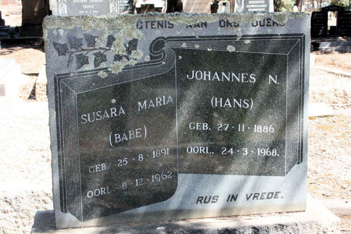 WYK Johannes M., van 1886-1969 &amp; Susara Maria 1891-1962