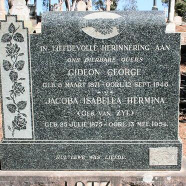 LOTZ Gideon George 1871-1946 &amp; Jacoba Isabella Hermina VAN ZYL  1875-1954 :: Martha Magdalena DE BRUYN neé LOTZ 1911-2003