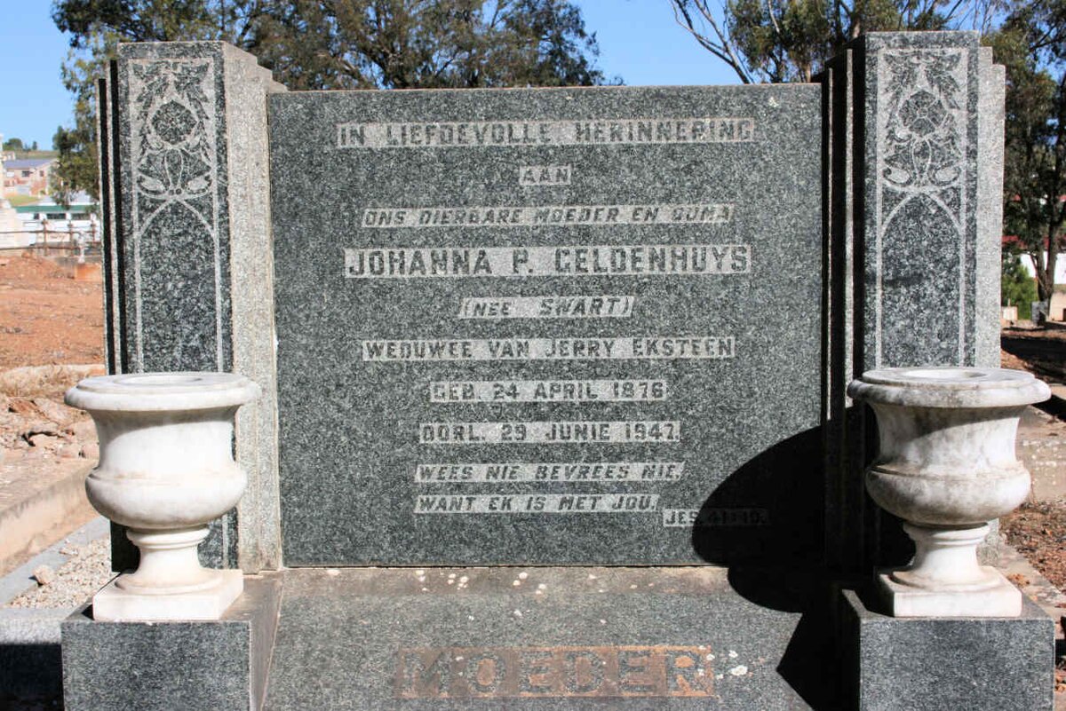 GELDENHUYS Johanna P. neé SWART formerly EKSTEEN 1876-1947