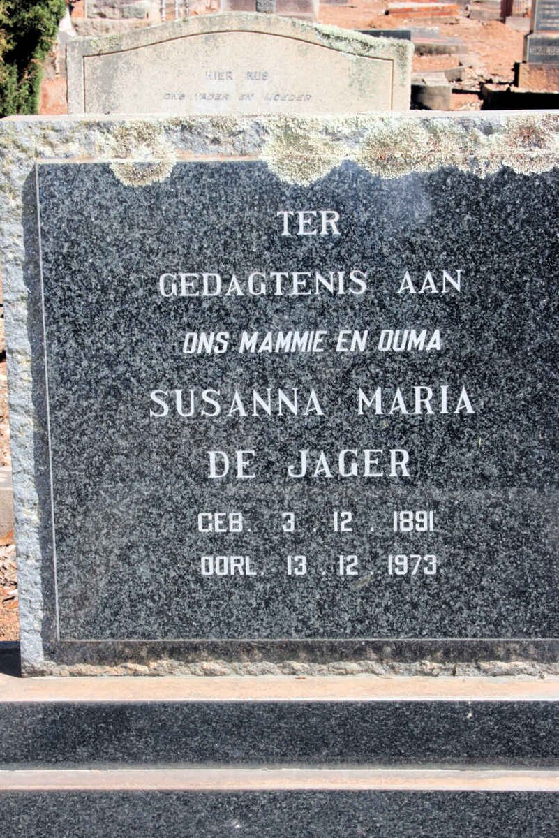 JAGER Susanna Maria, de 1891-1973