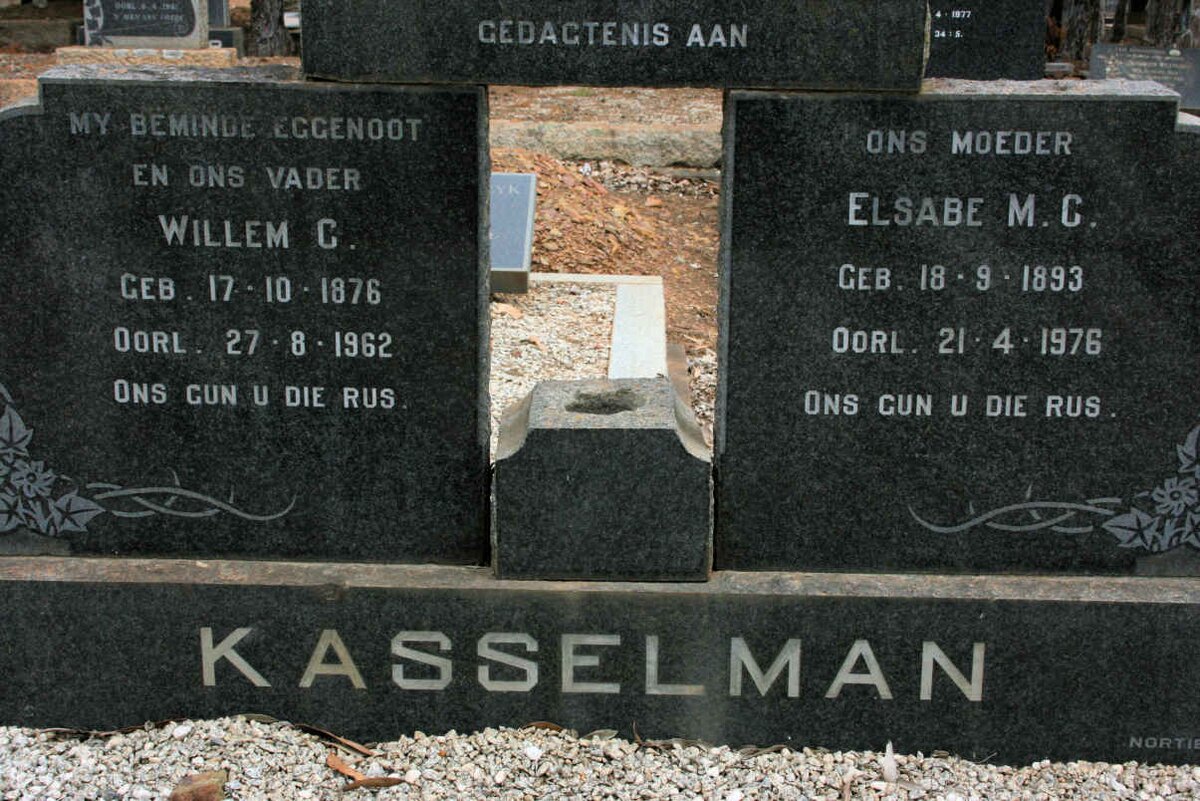 KASSELMAN Willem C. 1876-1962 &amp; Elsabe M.C.1893-1976