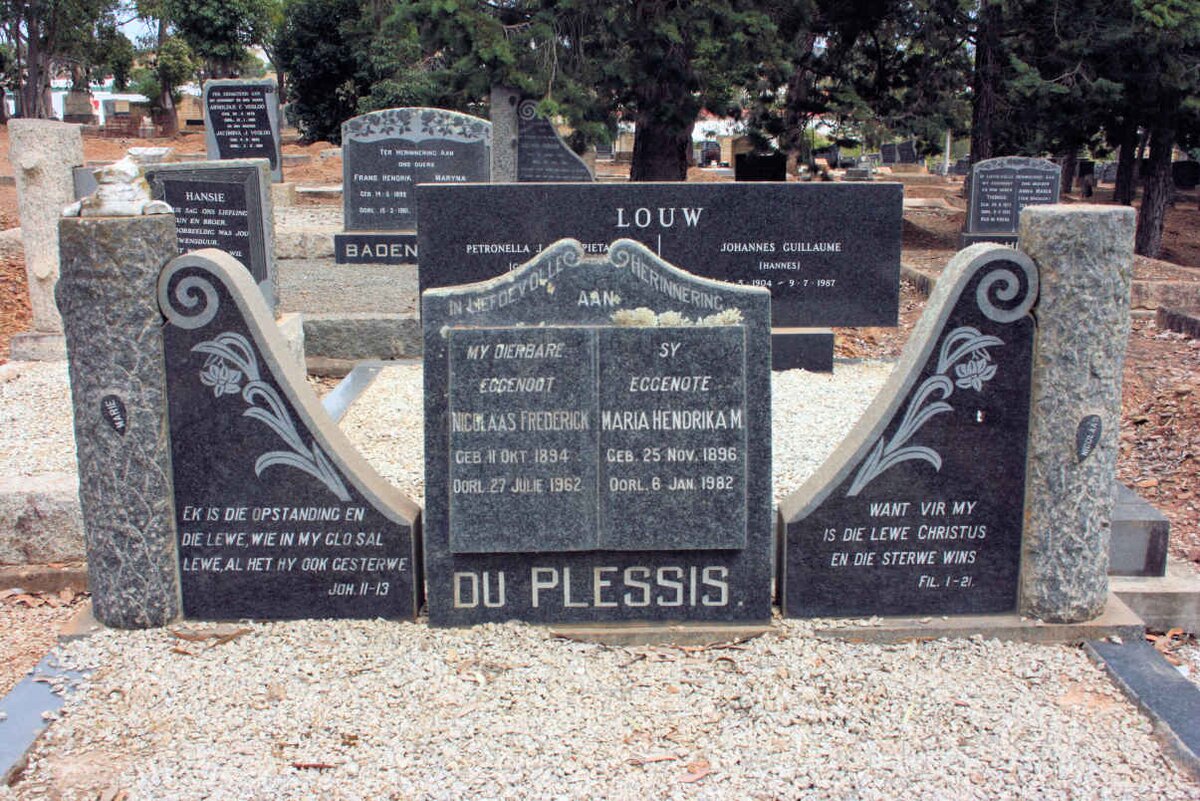 PLESSIS Nicolaas Frederick, du 1894-1962 &amp; Maria Hendrika M. 1896-1982
