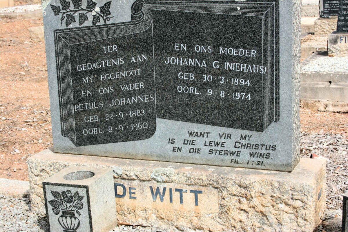 WIT Petrus Johannes, de 1883-1960 &amp; Johanna G. NIEHAUS 1894-1974