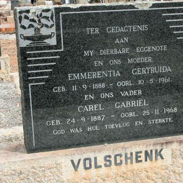 VOLSCHENK Carel Gabriel 1887-1968 &amp; Emmeretia Gertruida 1888-1961