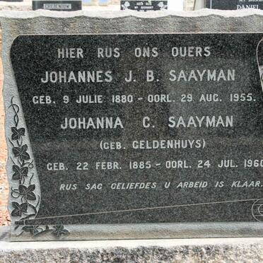 SAAYMAN Johannes J.B. 1880-1955 &amp; Johanna C. GELDENHUYS 1885-1965