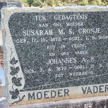 CRONJE Johannes A.P. 1870-1966 &amp; Susarah M.S. 1873-1956