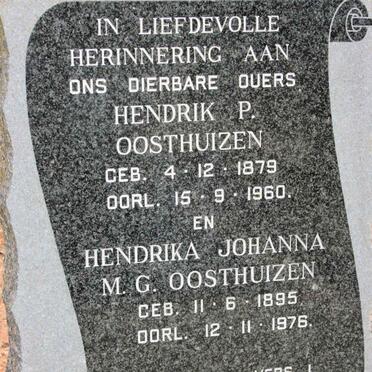 OOSTHUIZEN Hendrik P. 1879-1960 &amp; Hendrika Johanna M.G. 1895-1976