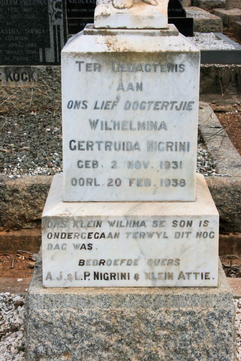 NIGRINI Wilhelmina Gertruida 1931-1938