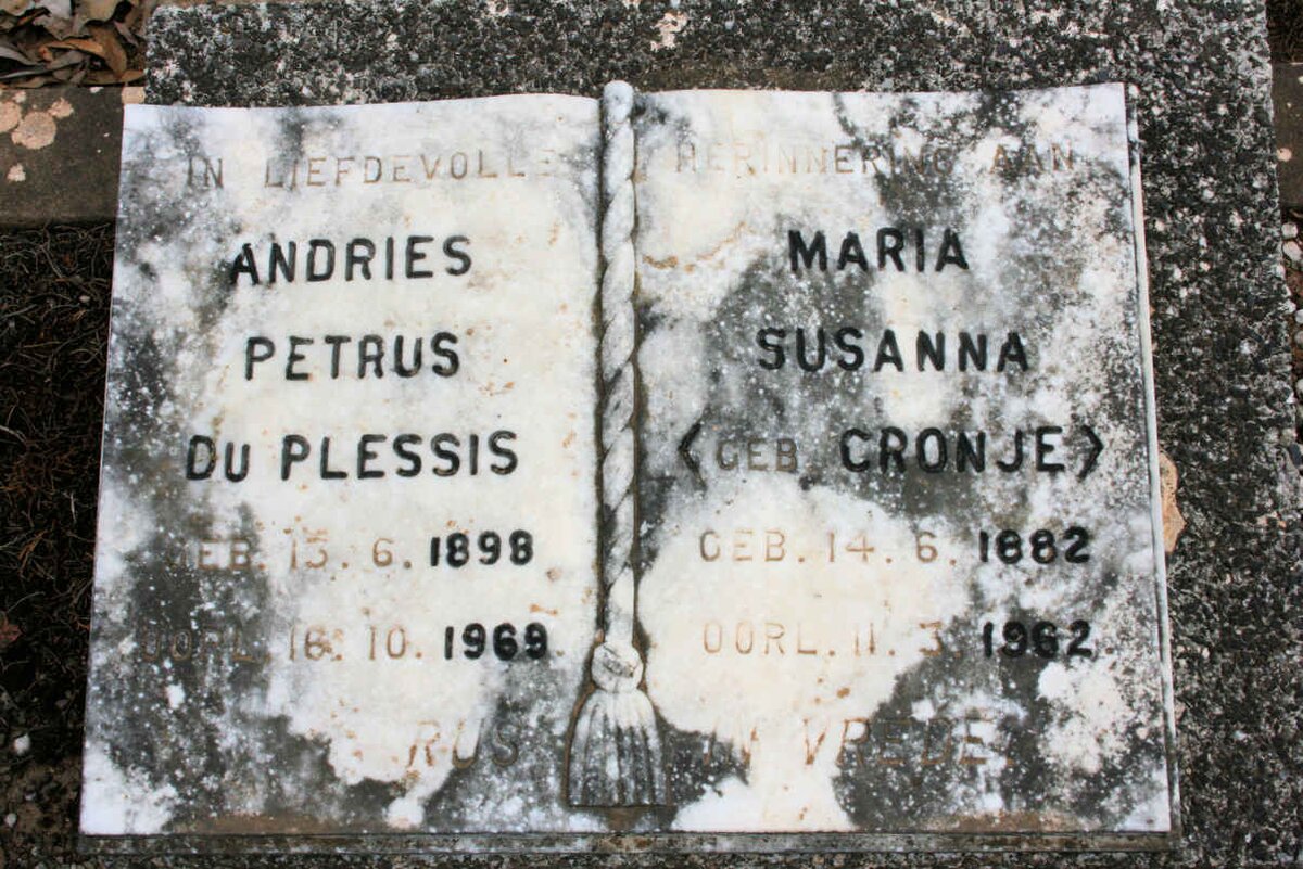 PLESSIS Andries Petrus 1898-1969 &amp; Maria Susanna CRONJE 1882-1962