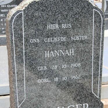 JAGER Hannah, de 1908-1962