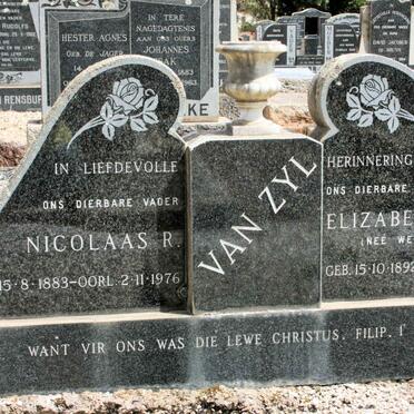 ZYL Nicolaas R., van 1883-1976 &amp; Elizabeth A.C. WENTZEL 1892-1965