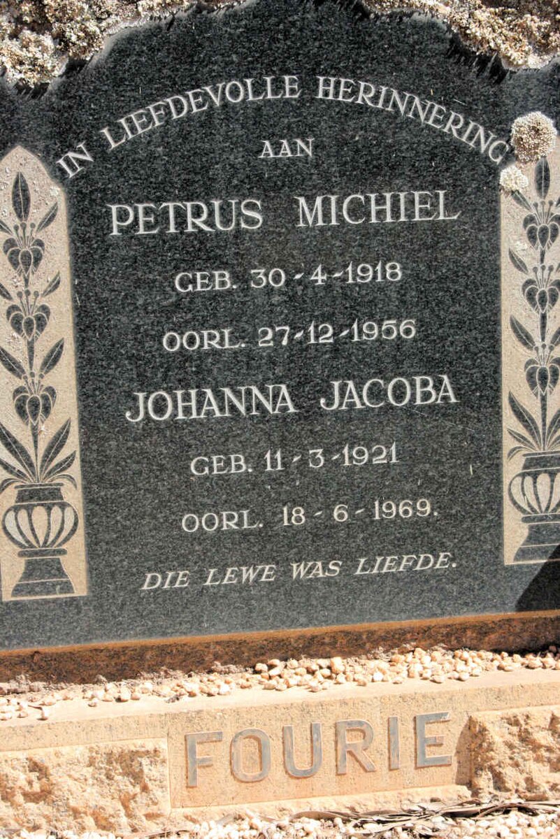FOURIE Petrus Machiel 1918-1956 &amp; Johanna Jacoba 1921-1969
