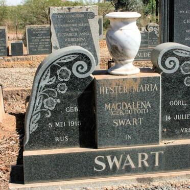 SWART Hester Maria Magdalena neé DU TOIT 1915-1985