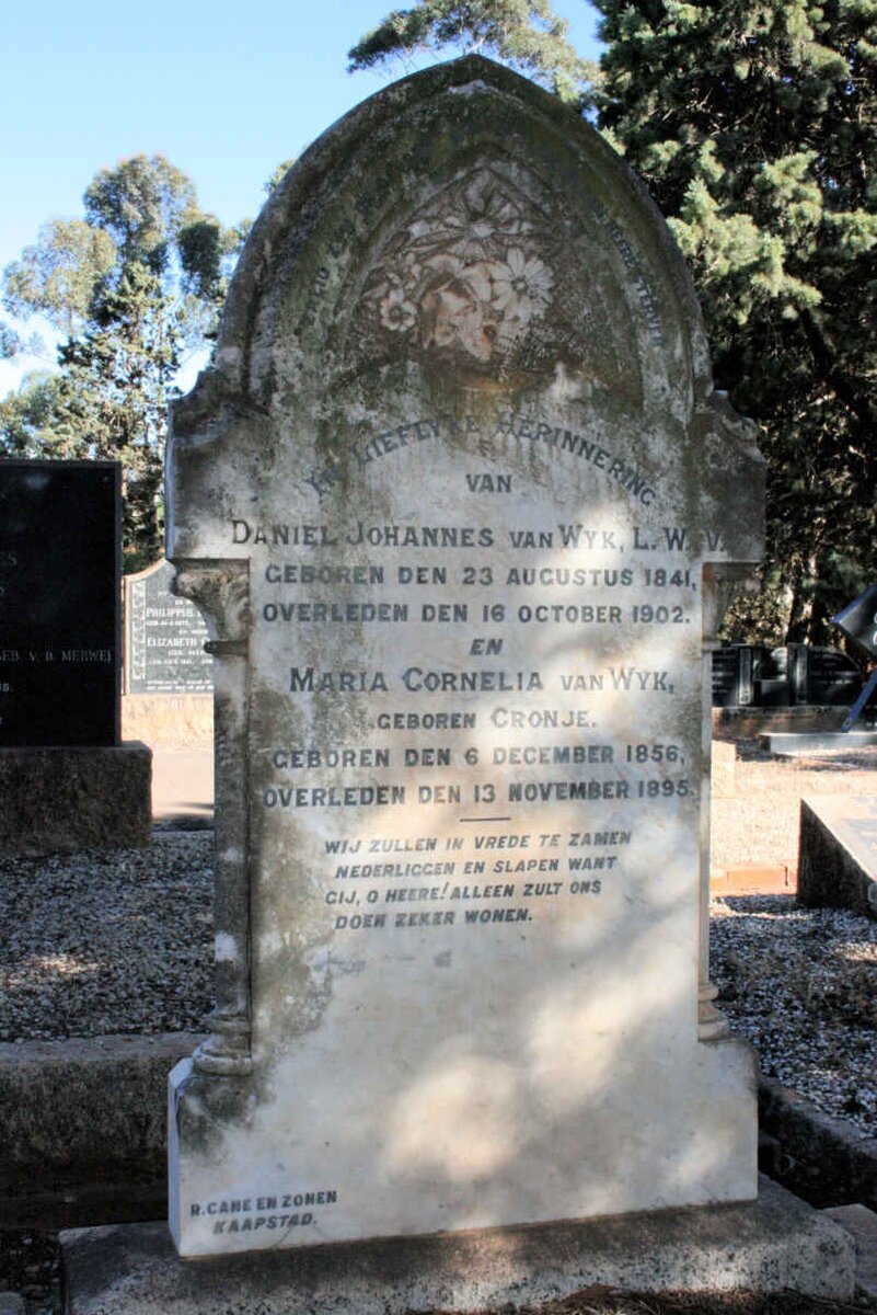 WYK Daniel Johannes, van 1841-1902 &amp; Maria Cornelia CRONJE 1856-1895