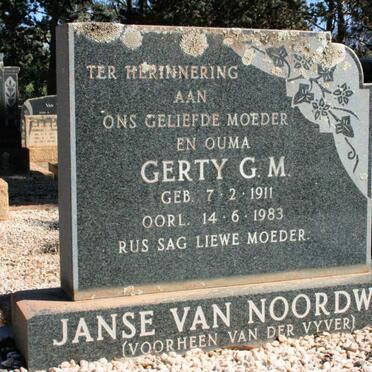 NOORDWYK Gerty G. M., Janse van formerly VAN DER VYVER 1911-1983