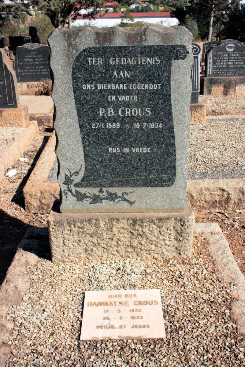 CROUS P. B. 1889-1934 :: CROUS Hannetjie 1932-1933