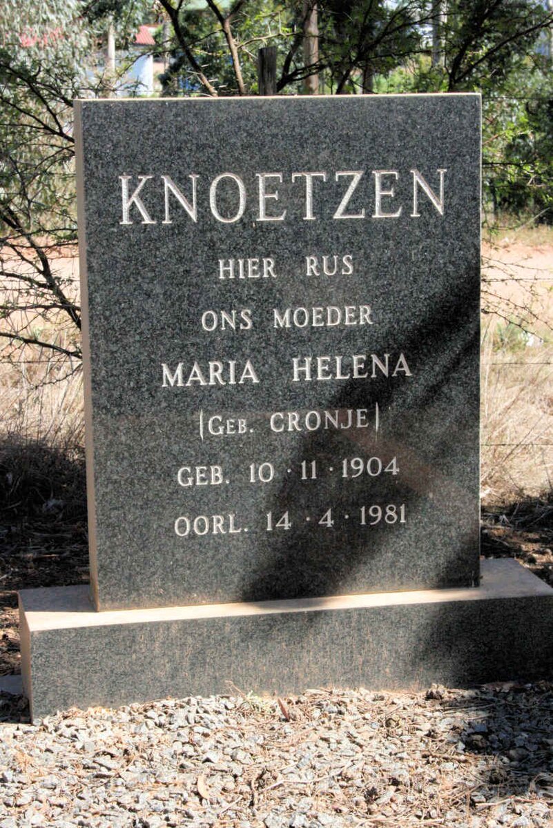 KNOETZEN Maria Helena neé CRONJE 1904-1981
