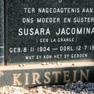 KIRSTEN Susara Jacomina neé LA GRANGE 1904-1980