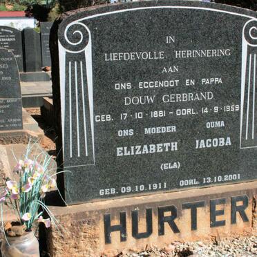 HURTER Douw Gerbrand 1881-1959 &amp; Elizabeth Jacoba 1911-2001