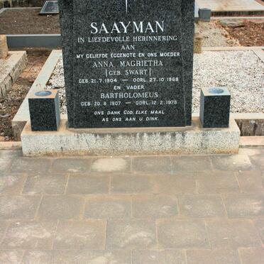 SAAYMAN Bartholomeus 1907-1978 &amp; Anna Magrietha SWART 1904-1968 :: SAAYMAN Bart 1940-1994