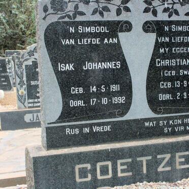 COETZER Isak Johannes 1911-1992 &amp; Christiana M. SWART 1902-1967