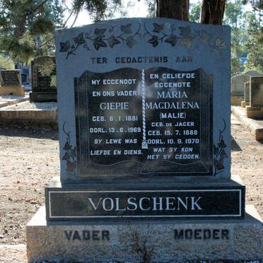 VOLSCHENK Giepie 1881-1969 &amp; Maria Magdalena 1888-1970