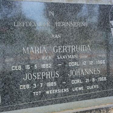 VYVER Josephus Johannes, van der 1885-1968 &amp; Maria Gertruida SAAYMAN 1882-1966