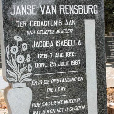RENSBURG Jacoba Isabella, Janse van 1893-1967