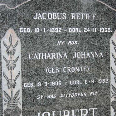 JOUBERT Jacobus Retief 1892-1968 &amp; Catharina Johanna CRONJE 1906-1982