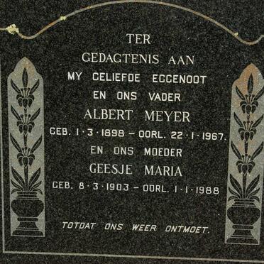 MEYER Albert 1898-1967 &amp; Geesje Maria 1903-1988