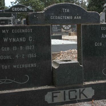 FICK Wynand C. 1927-1965 &amp; Anna M. 1937-
