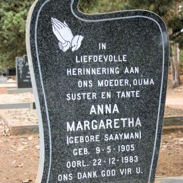 COETZEE Anna Margaretha neé SAAYMAN 1905-1983