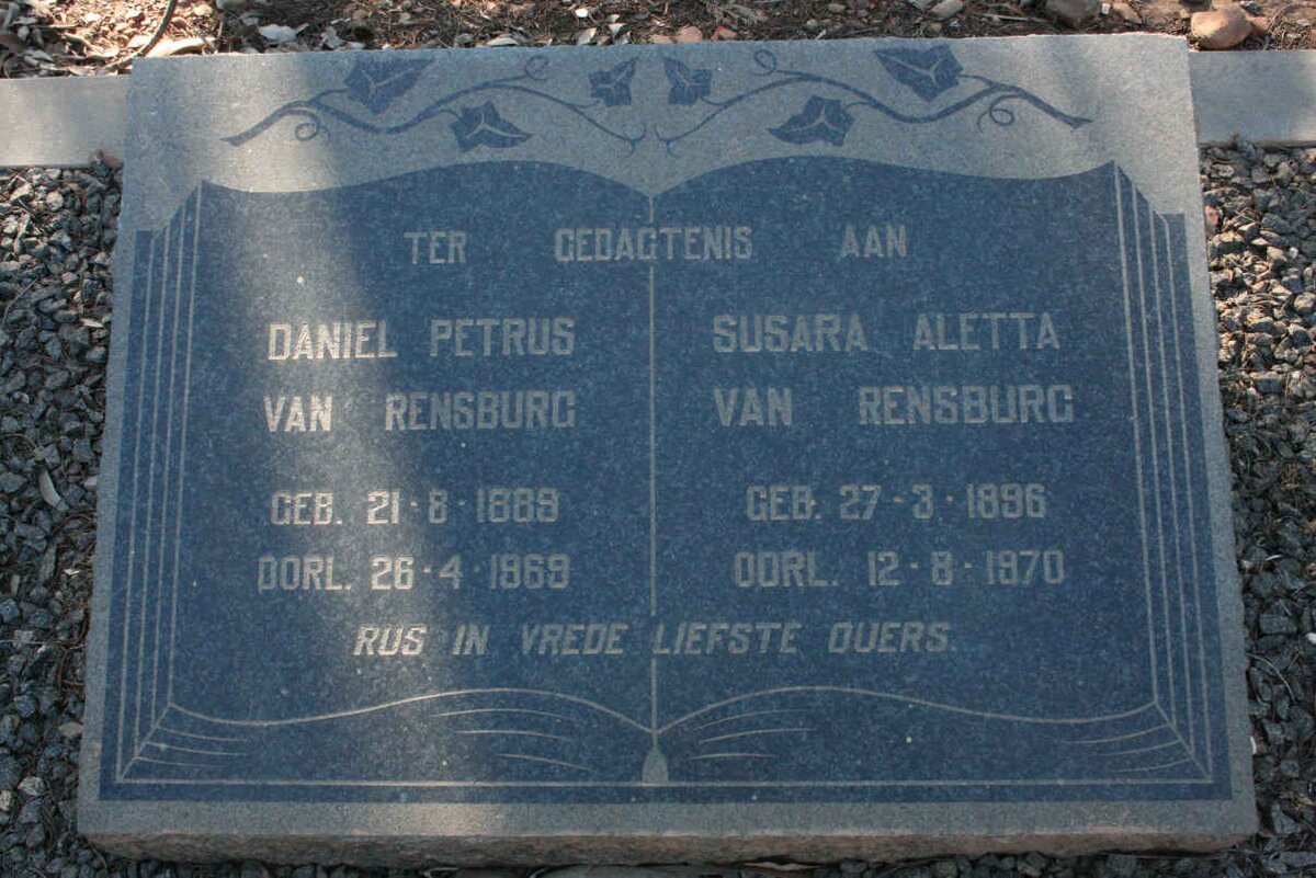 RENSBURG Daniel Petrus, van 1889-1969 &amp; Susara Aletta 1896-1970