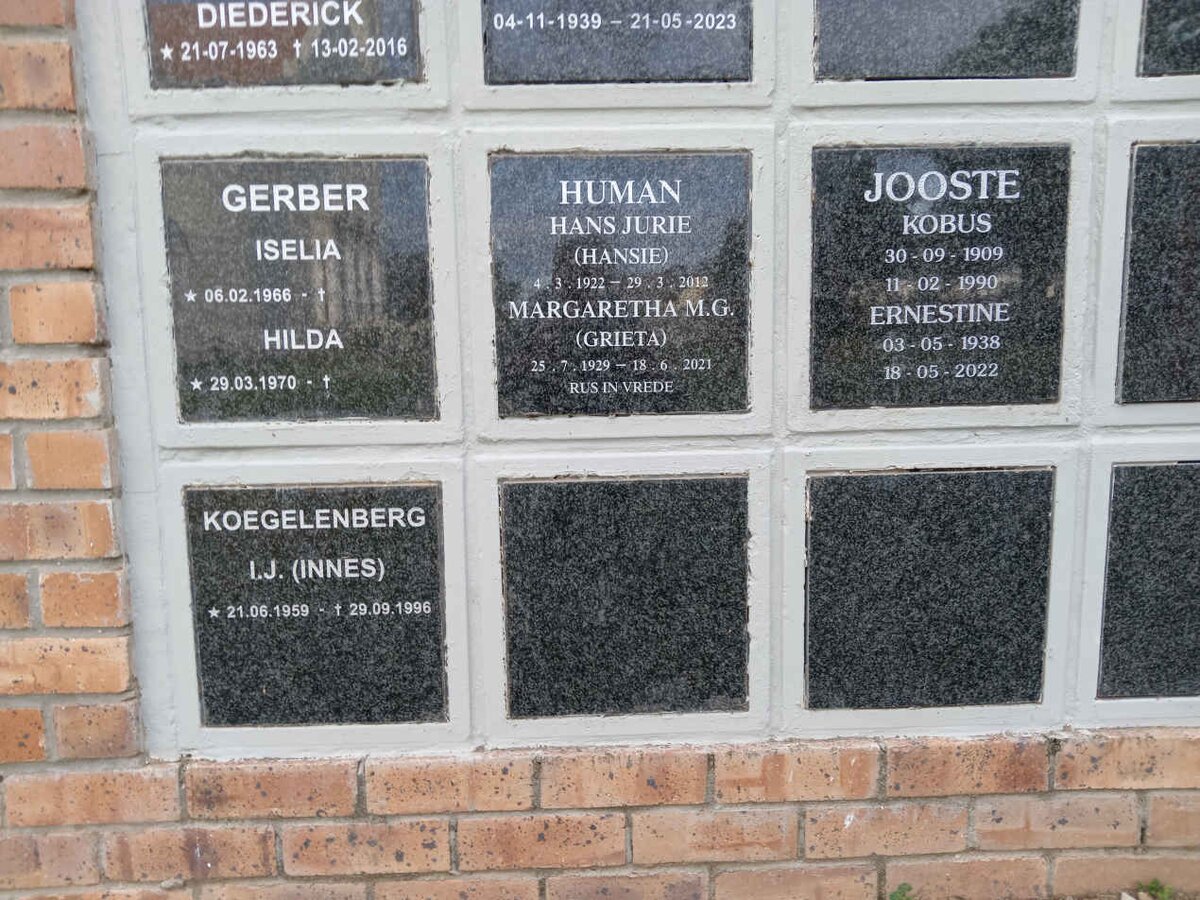 KOEGELENBERG I.J. 1959-1996