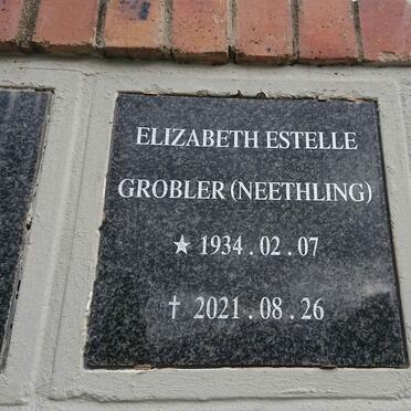 GROBLER Elizabeth Estelle nee NEETHLING 1934-2021