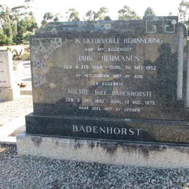 BADENHORST Dirk Hermanus 1884-1952 &amp; Miemie BADENHORST  1892-1973