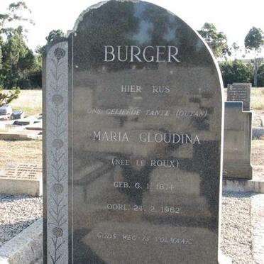BURGER Maria Gloudina nee LE ROUX 1874-1962