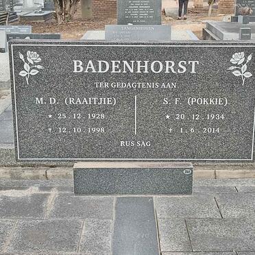 BADENHORST M.D. 1928-1998 & S.F. 1934-2014