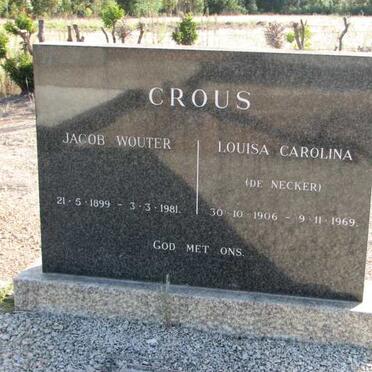 CROUS Jacob Wouter 1899-1981 &amp; Louisa Carolina NECKER 1906-1969