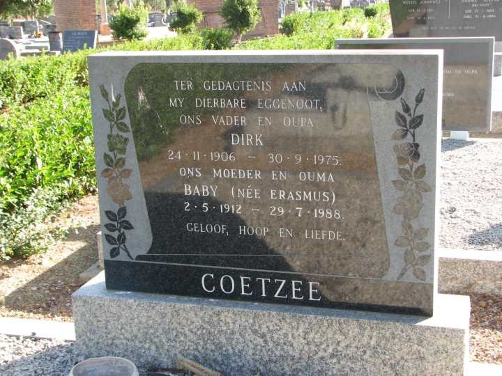 COETZEE Dirk 1906-1975 &amp; Baby ERASMUS 1912-1988