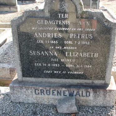 GROENEWALD Andries Petrus 1885-1952 &amp; Susanna Elizabeth BEUKES 1893-1984