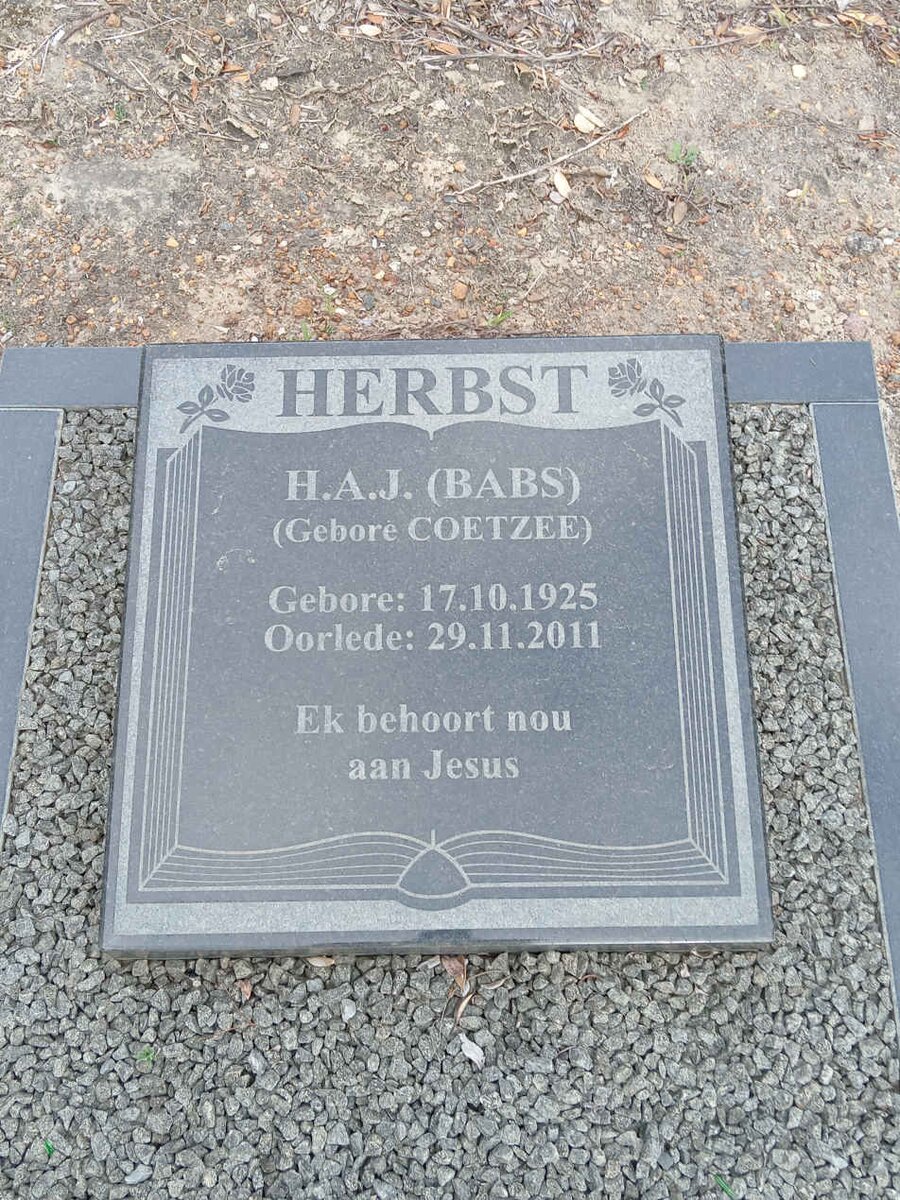 HERBST H.A.J. nee COETZEE 1925-2011