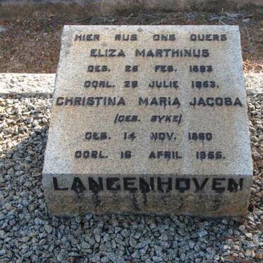 LANGENHOVEN Eliza Marthinus 1883-1963 &amp; Christina Maria Jacoba nee ? 1860-1955