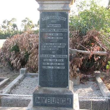 MYBURGH Philippus Albertus 1862-1930 &amp; Susanna Hermina VAN DYK 1871-1965
