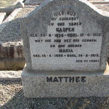 MATTHEE Casper 1874-1952 &amp; Maria 1885-1973