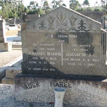 MAREE Johannes Hendrik 1904-1961 &amp; Elizabeth J.C. BRAND 1902-1987